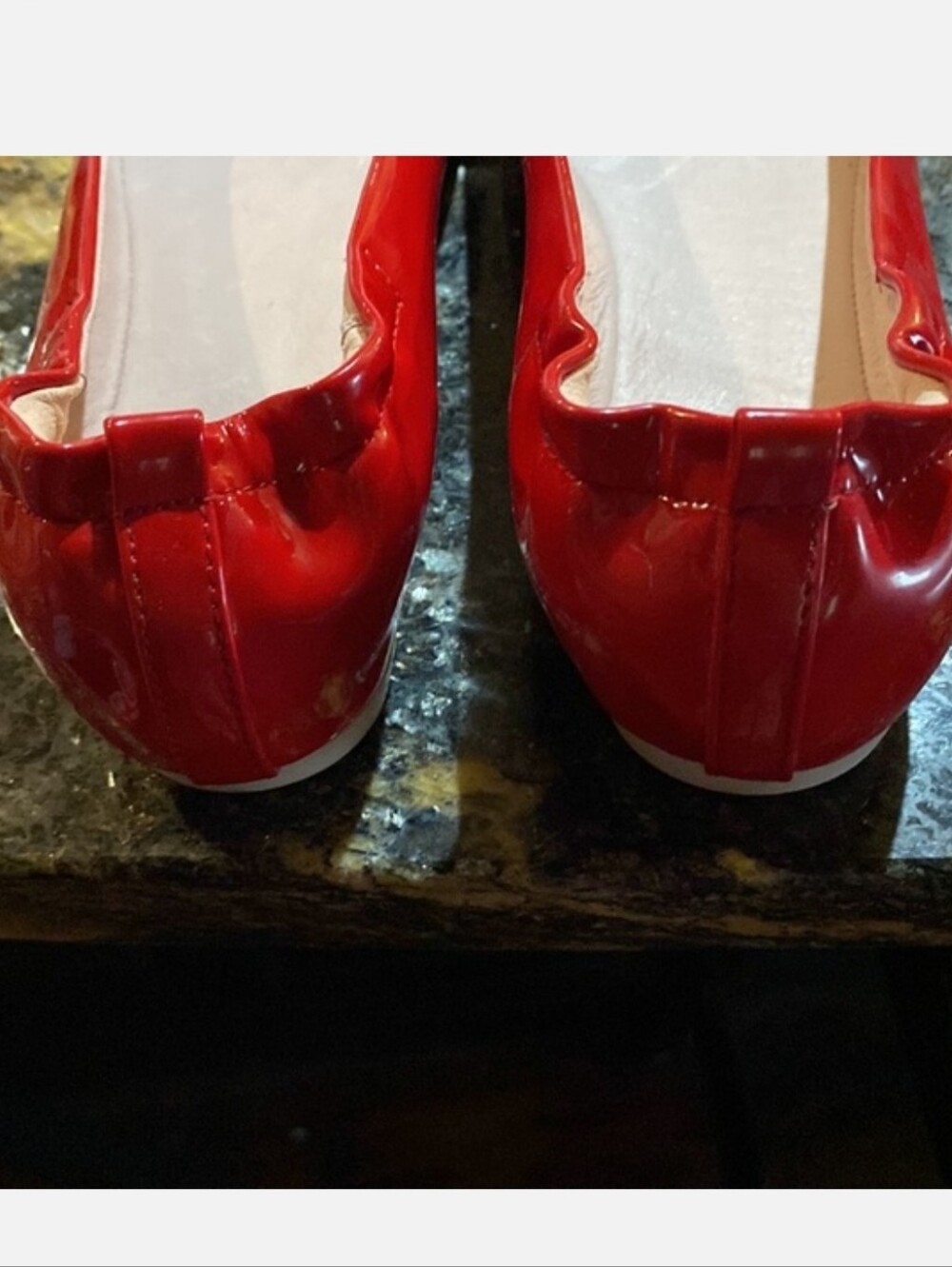 Pinup Couture | Ivy-09 Pointed Toe Flats with Pearl Bow- Red Patent - Picture 6 of 10